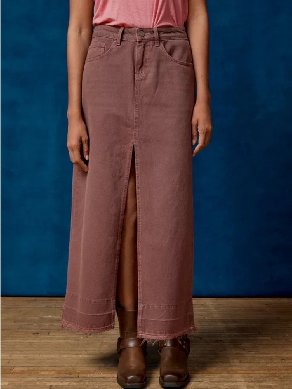 BDG Mauve Maxi Skirt with Front Slit - Picture 1 of 3